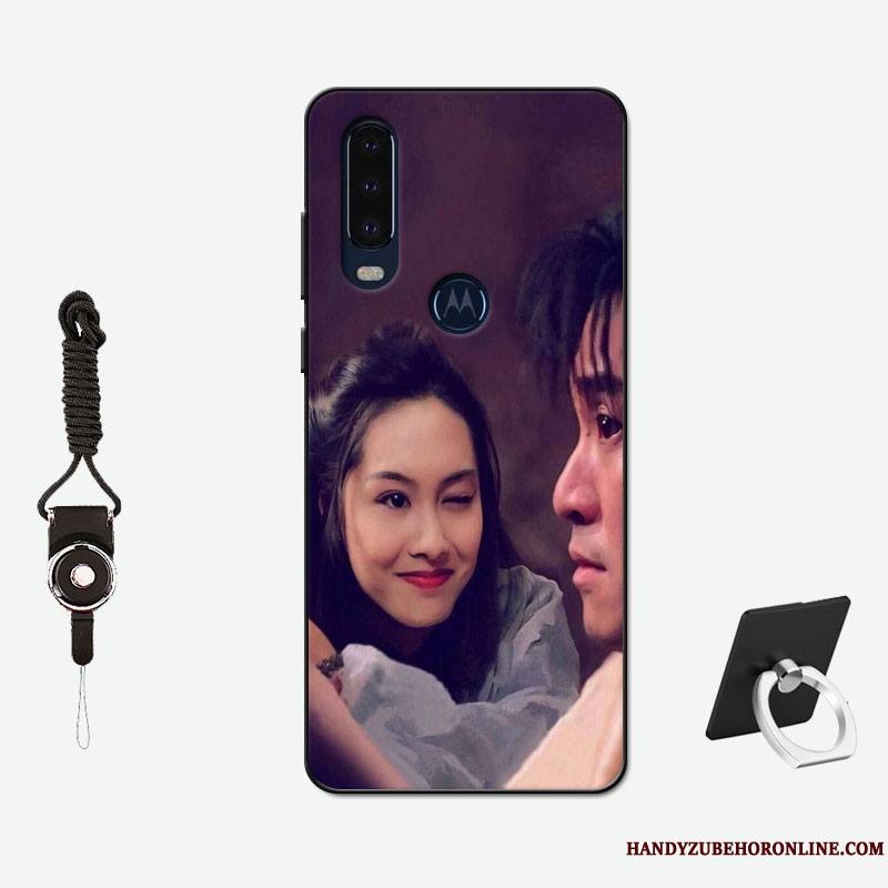 Motorola One Action Antidérapant Amoureux Tout Compris Délavé En Daim Rose Coque De Téléphone Silicone