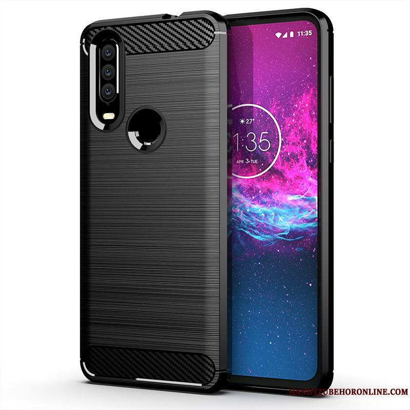 Motorola One Action Coque Incassable Protection Modèle Fleurie Rouge Étui Silicone Fluide Doux