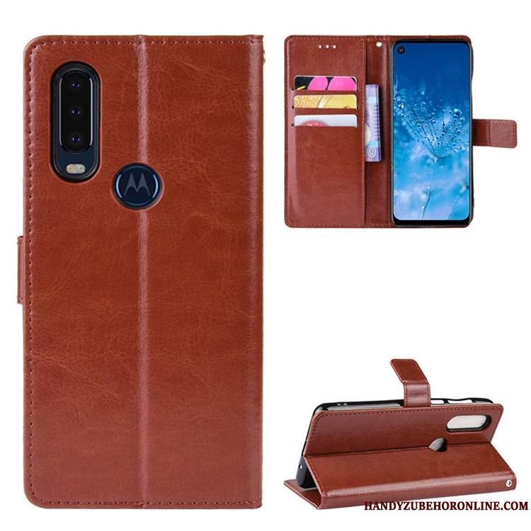 Motorola One Action Étui En Cuir Boucle Magnétique Protection Clamshell Rouge Coque De Téléphone