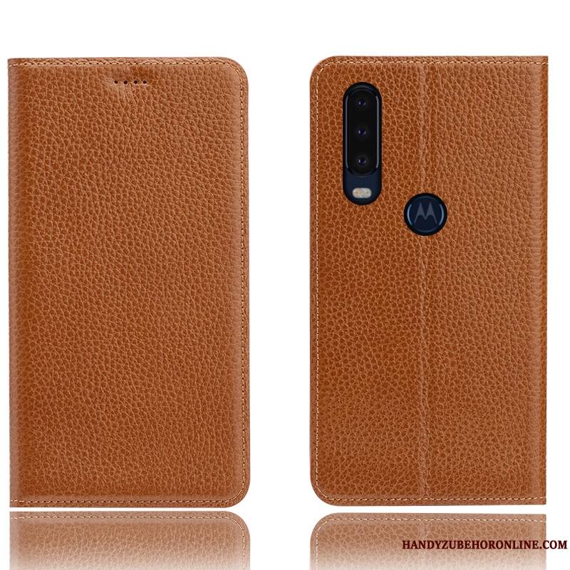 Motorola One Action Étui Modèle Fleurie Cuir Véritable Incassable Coque De Téléphone Protection Housse