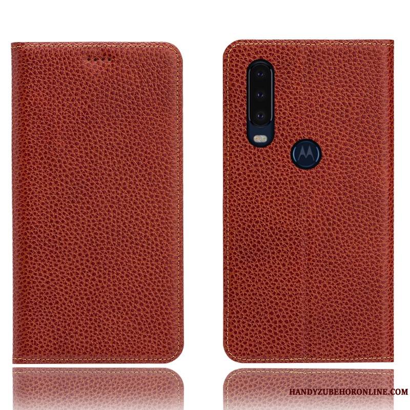 Motorola One Action Étui Modèle Fleurie Cuir Véritable Incassable Coque De Téléphone Protection Housse