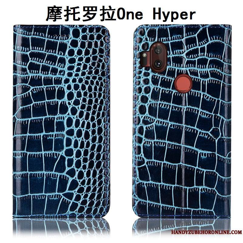 Motorola One Hyper Coque De Téléphone Étui Housse Crocodile Protection Marron Étui En Cuir