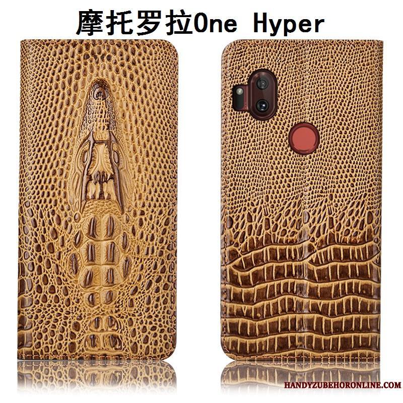 Motorola One Hyper Housse Étui Protection Tout Compris Cuir Véritable Coque De Téléphone