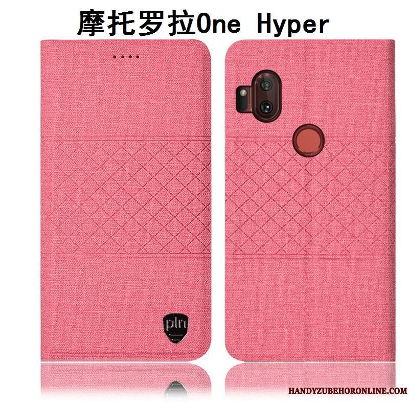 Motorola One Hyper Protection Coque De Téléphone Incassable Étui Gris Housse Lin