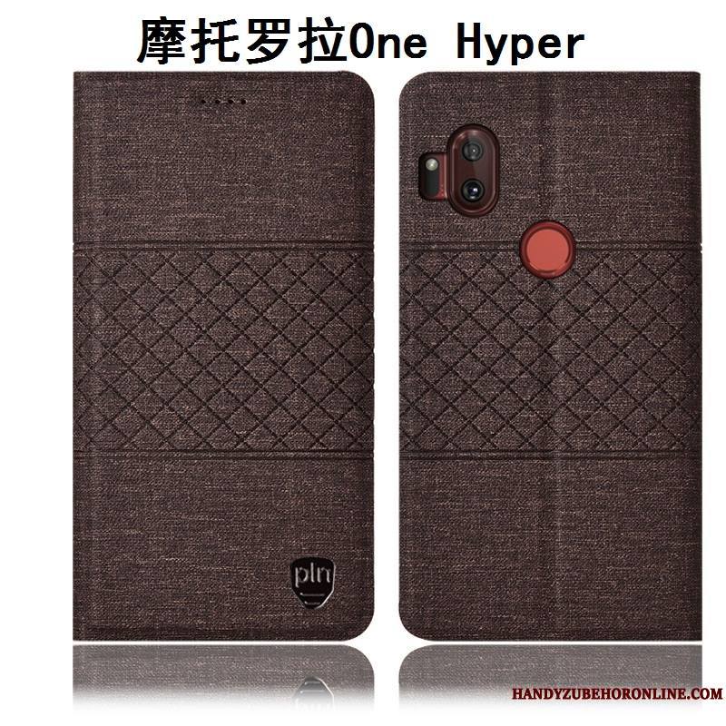 Motorola One Hyper Protection Coque De Téléphone Incassable Étui Gris Housse Lin