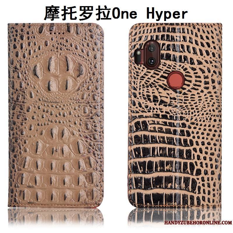 Motorola One Hyper Protection Housse Tout Compris Coque De Téléphone Étui Cuir Véritable