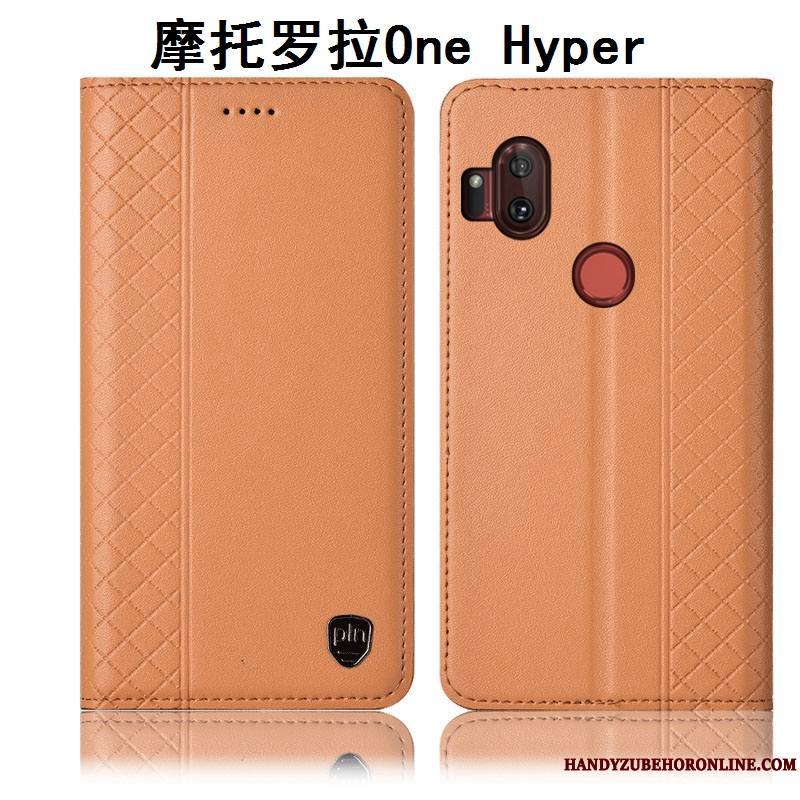 Motorola One Hyper Étui En Cuir Coque De Téléphone Housse Incassable Protection Jaune