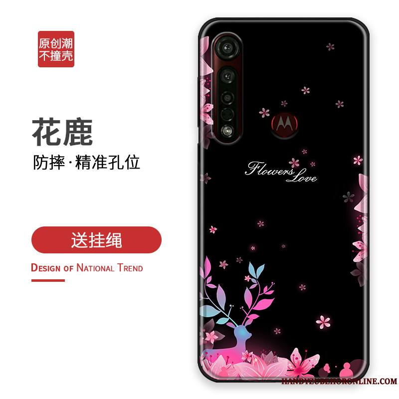 Motorola One Macro Coque Silicone Créatif Protection Étui Personnalité Rose Tout Compris