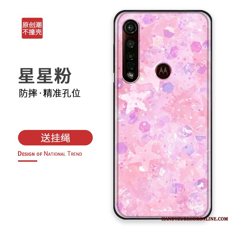 Motorola One Macro Coque Silicone Créatif Protection Étui Personnalité Rose Tout Compris