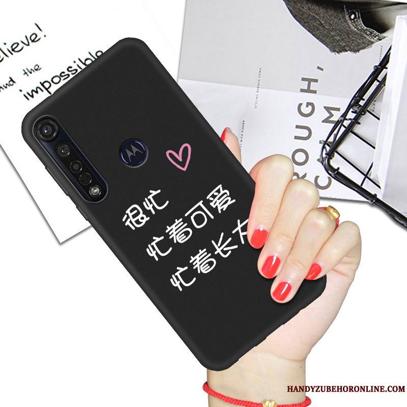 Motorola One Macro Noir Coque De Téléphone Dessin Animé Protection Fluide Doux Étui Amoureux