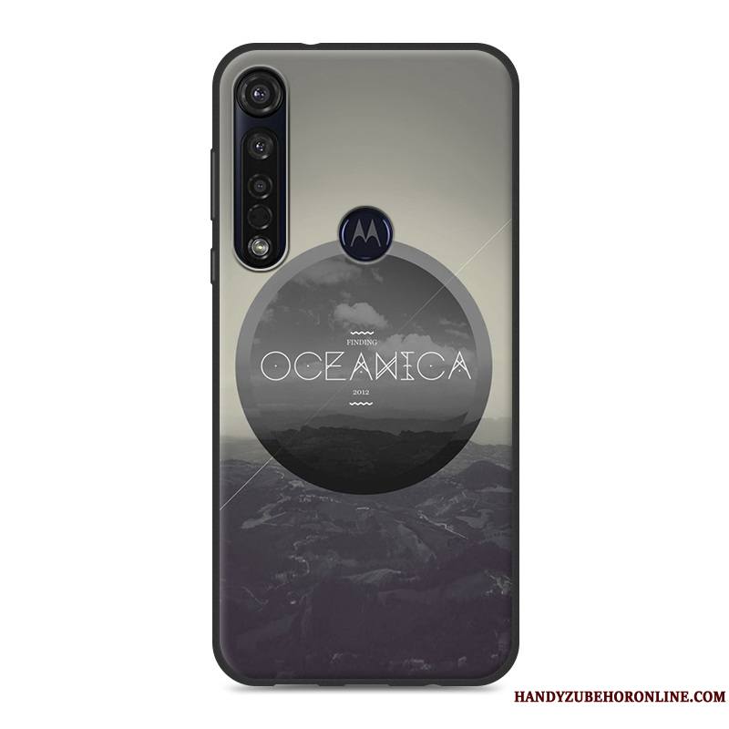 Motorola One Macro Peinture Fluide Doux Silicone Étui Simple Blanc Coque De Téléphone