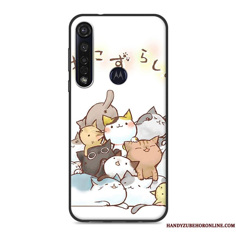 Motorola One Macro Peinture Fluide Doux Silicone Étui Simple Blanc Coque De Téléphone