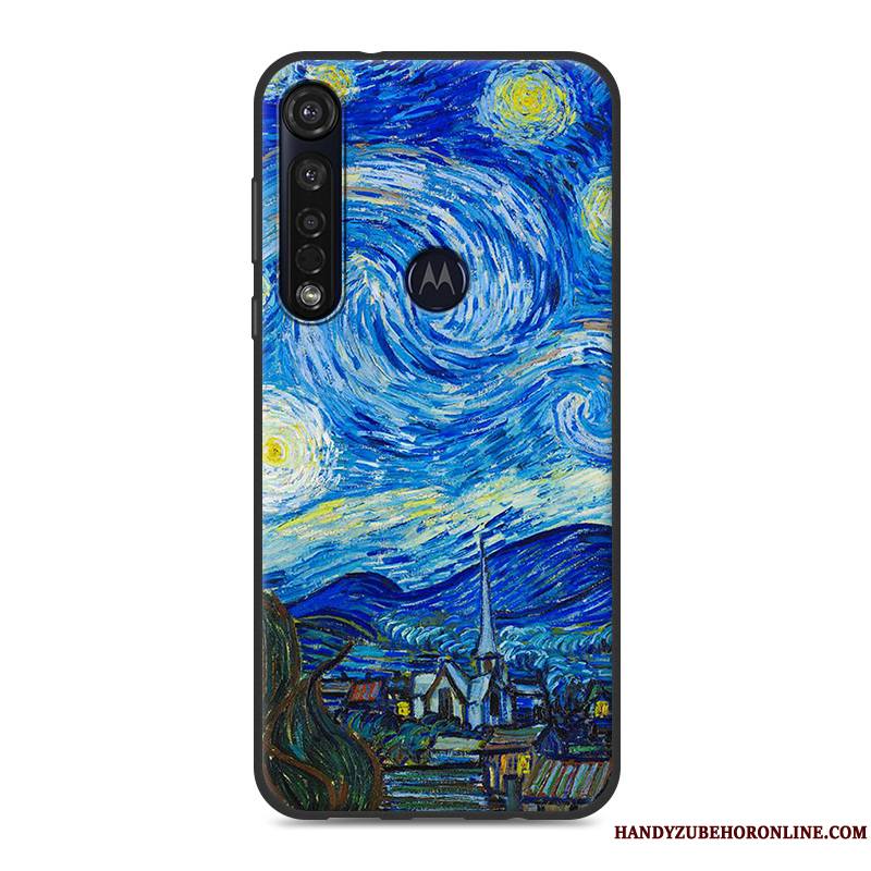 Motorola One Macro Peinture Fluide Doux Silicone Étui Simple Blanc Coque De Téléphone