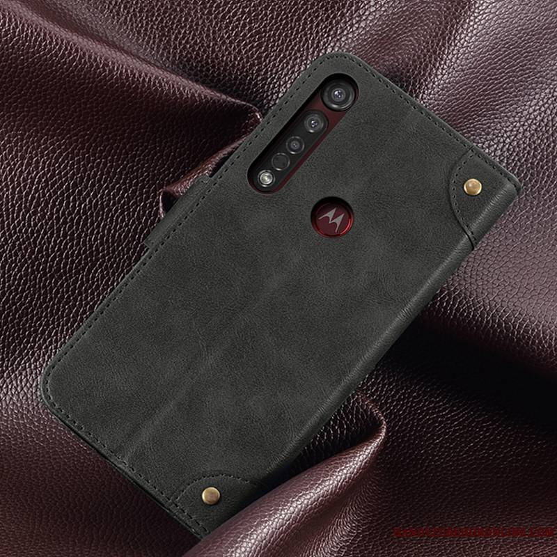 Motorola One Macro Portefeuille Protection Housse Coque De Téléphone Créatif Carte Noir