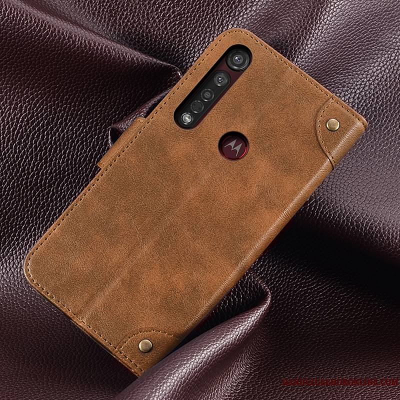 Motorola One Macro Portefeuille Protection Housse Coque De Téléphone Créatif Carte Noir