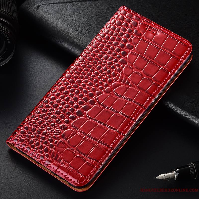 Motorola One Vision Cuir Véritable Protection Housse Coque De Téléphone Étui Tout Compris Rouge