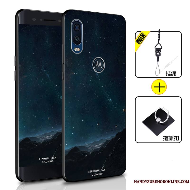Motorola One Vision Fluide Doux Silicone Coque De Téléphone Incassable Bleu Marin Protection Étui