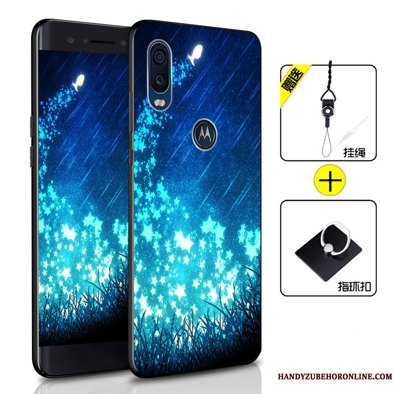 Motorola One Vision Fluide Doux Silicone Coque De Téléphone Incassable Bleu Marin Protection Étui