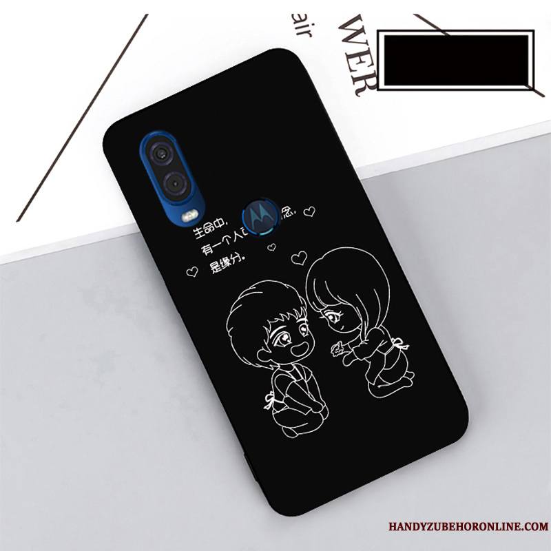 Motorola One Vision Noir Coque De Téléphone Fluide Doux Étui Protection