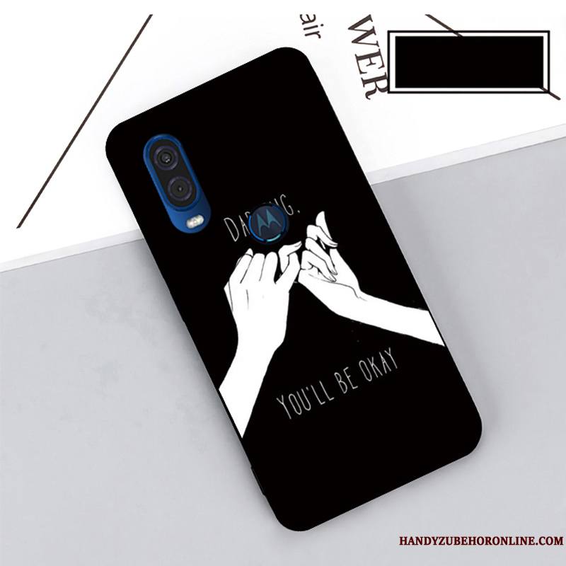 Motorola One Vision Noir Coque De Téléphone Fluide Doux Étui Protection