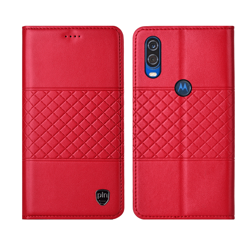 Motorola One Vision Noir Étui Cuir Véritable Tout Compris Coque De Téléphone Housse Protection