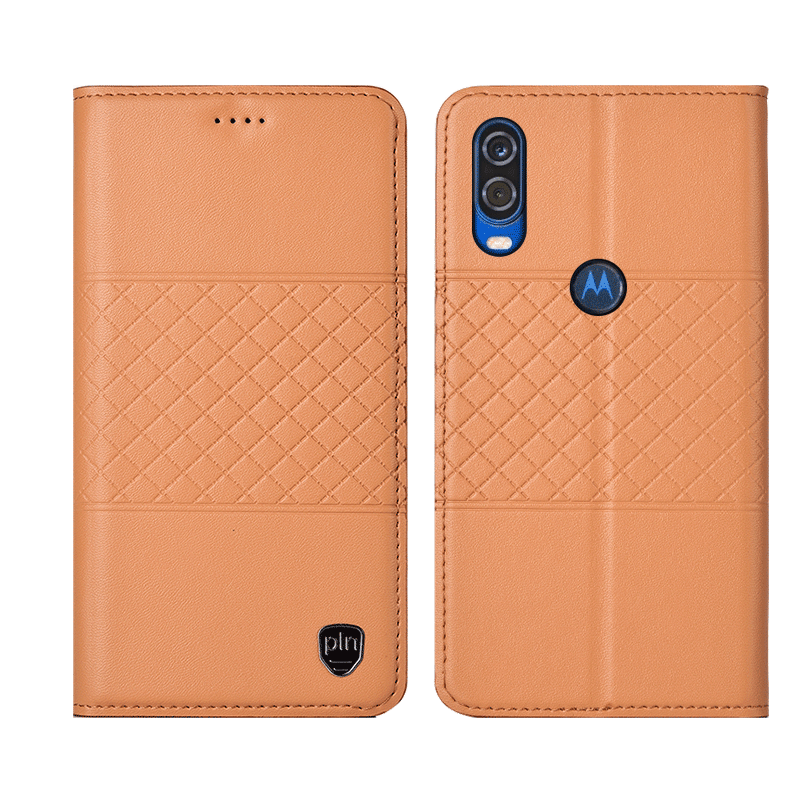 Motorola One Vision Noir Étui Cuir Véritable Tout Compris Coque De Téléphone Housse Protection