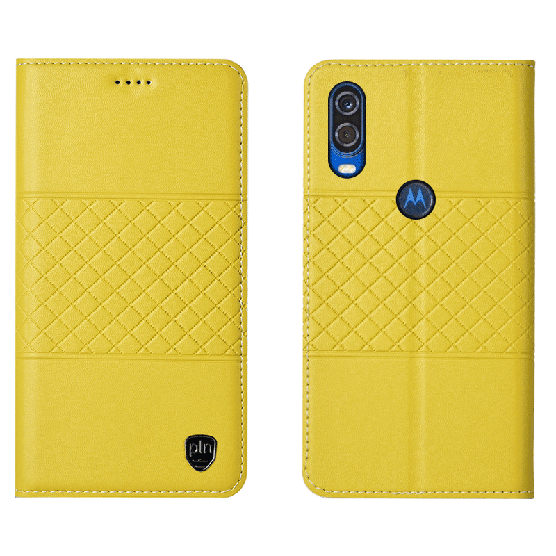 Motorola One Vision Noir Étui Cuir Véritable Tout Compris Coque De Téléphone Housse Protection