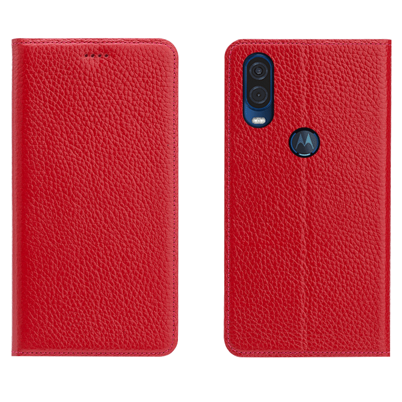 Motorola One Vision Protection Tout Compris Litchi Coque De Téléphone Modèle Fleurie Bleu Étui