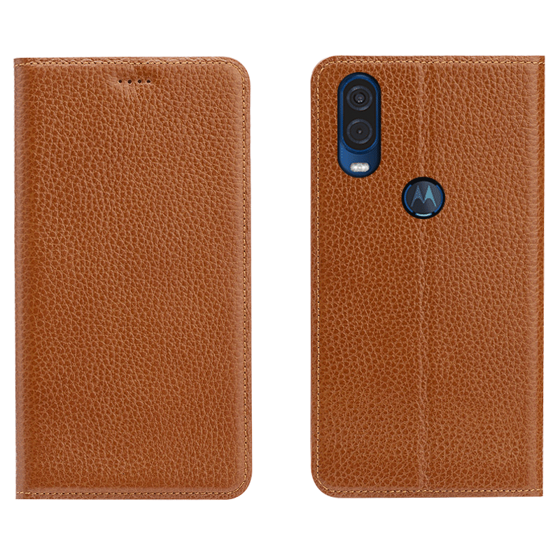 Motorola One Vision Protection Tout Compris Litchi Coque De Téléphone Modèle Fleurie Bleu Étui