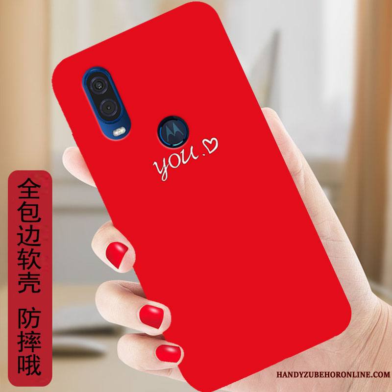 Motorola One Vision Étui Coque De Téléphone Fluide Doux Rouge Protection