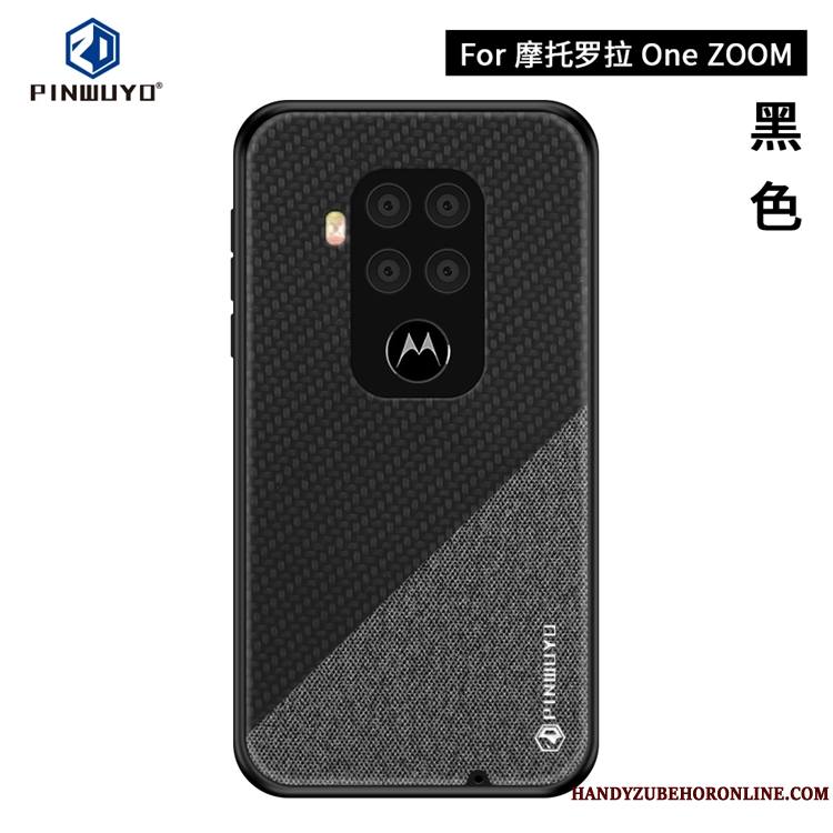 Motorola One Zoom Toile Modèle Fleurie Bleu Très Mince Coque De Téléphone