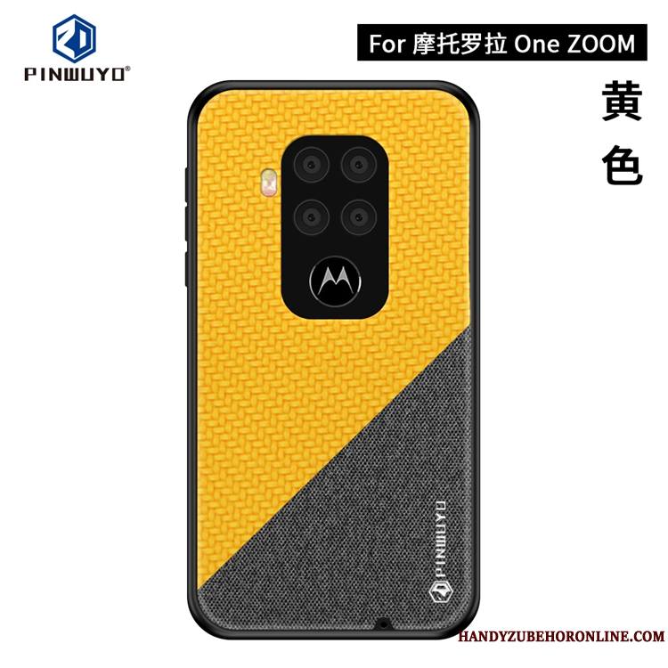 Motorola One Zoom Toile Modèle Fleurie Bleu Très Mince Coque De Téléphone