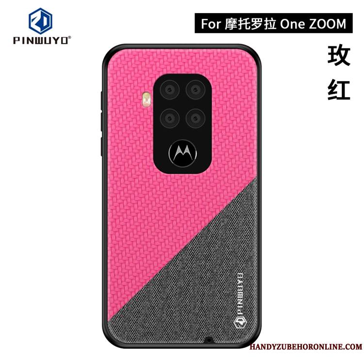 Motorola One Zoom Toile Modèle Fleurie Bleu Très Mince Coque De Téléphone