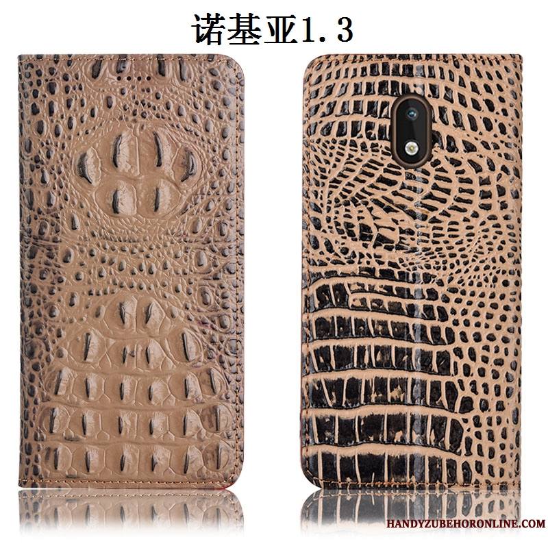 Nokia 1.3 Coque Étui Housse Protection Cuir Véritable Tout Compris Noir Incassable