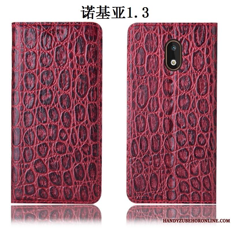 Nokia 1.3 Housse Coque De Téléphone Modèle Fleurie Cuir Véritable Protection Étui Incassable