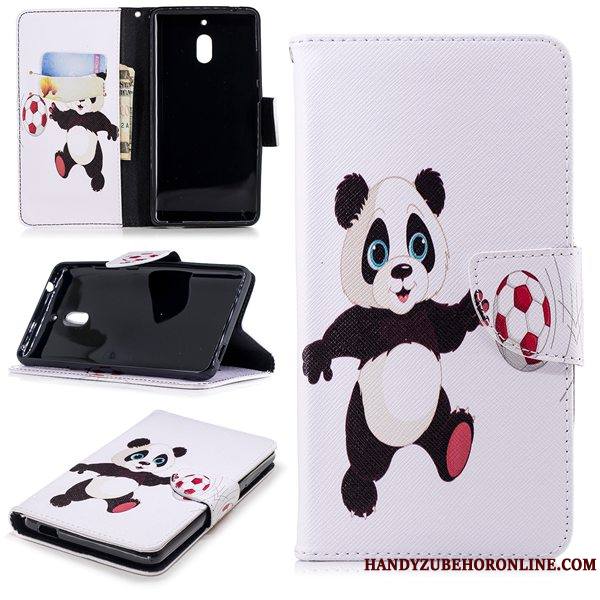 Nokia 2.1 Coque De Téléphone Blanc Portefeuille Étui En Cuir Protection Peinture