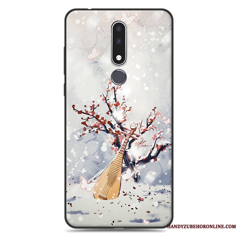 Nokia 3.1 Plus Coque Fluide Doux Incassable Simple Bleu Art Étui