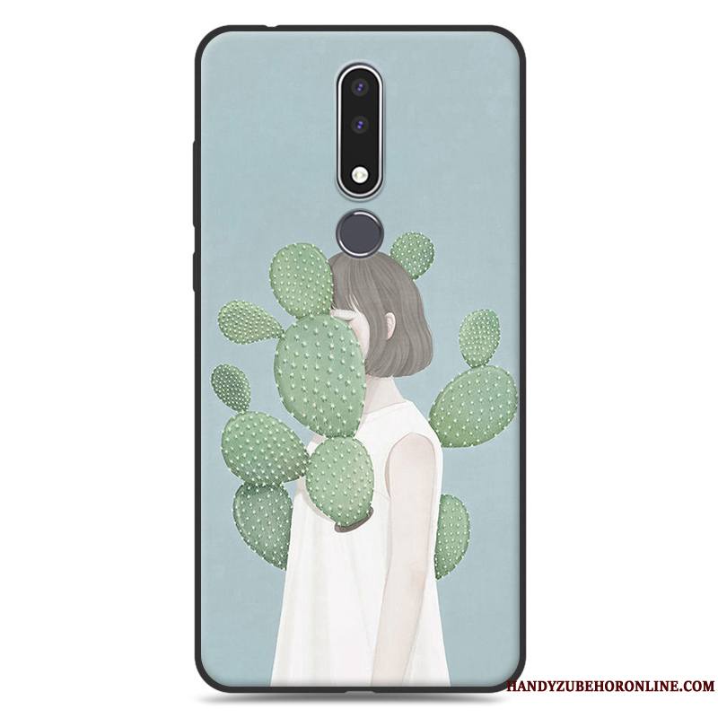 Nokia 3.1 Plus Coque Silicone Étui Protection Vert Fluide Doux Tendance Art