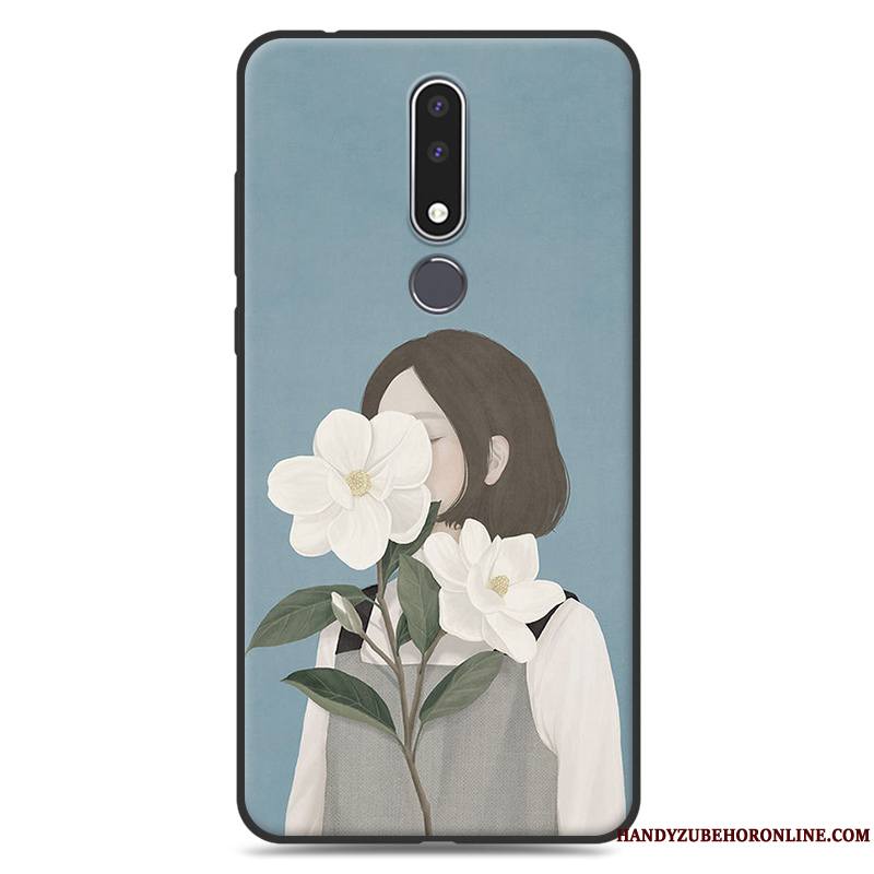 Nokia 3.1 Plus Coque Silicone Étui Protection Vert Fluide Doux Tendance Art