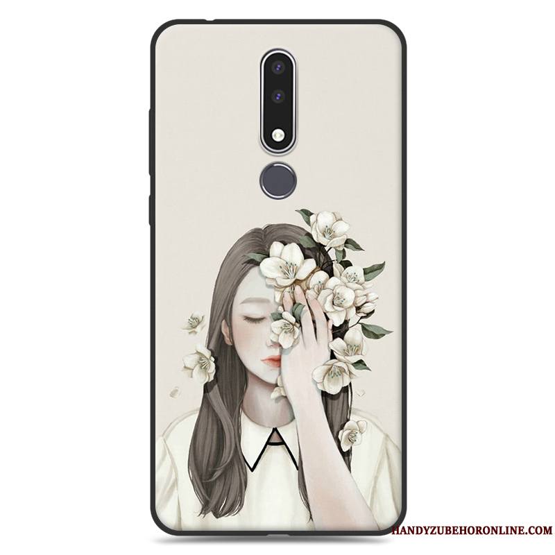 Nokia 3.1 Plus Coque Silicone Étui Protection Vert Fluide Doux Tendance Art