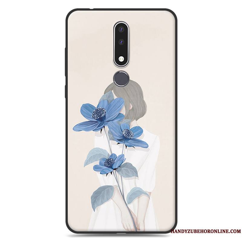 Nokia 3.1 Plus Coque Silicone Étui Protection Vert Fluide Doux Tendance Art