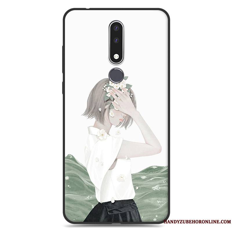 Nokia 3.1 Plus Coque Silicone Étui Protection Vert Fluide Doux Tendance Art