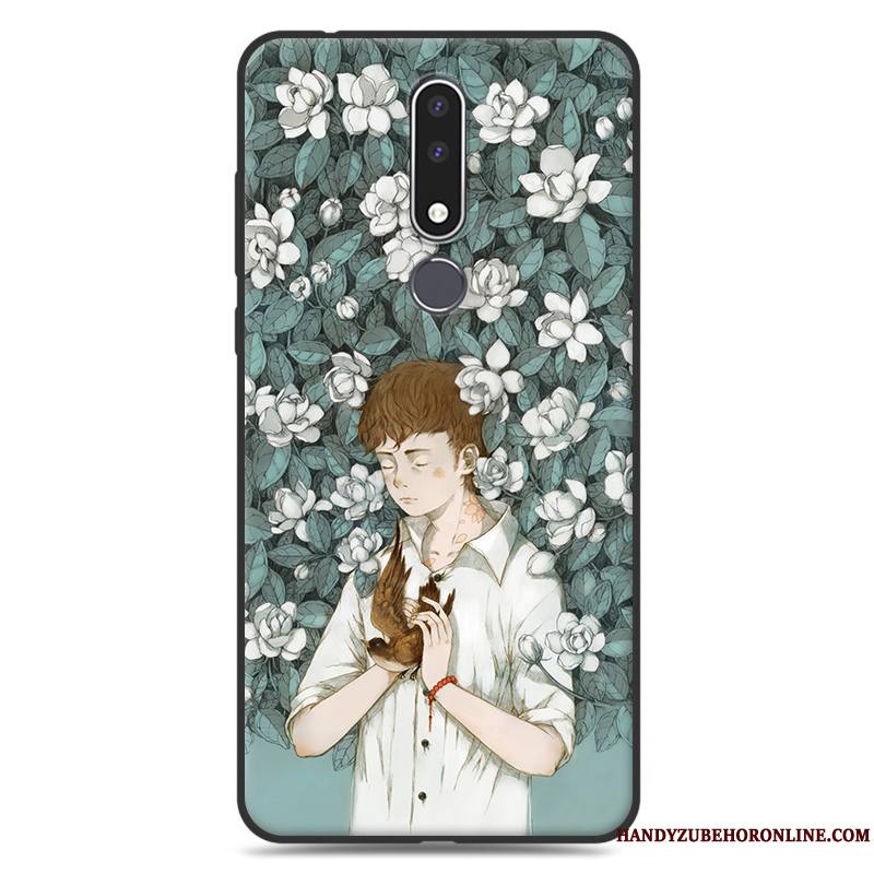 Nokia 3.1 Plus Coque Silicone Étui Protection Vert Fluide Doux Tendance Art