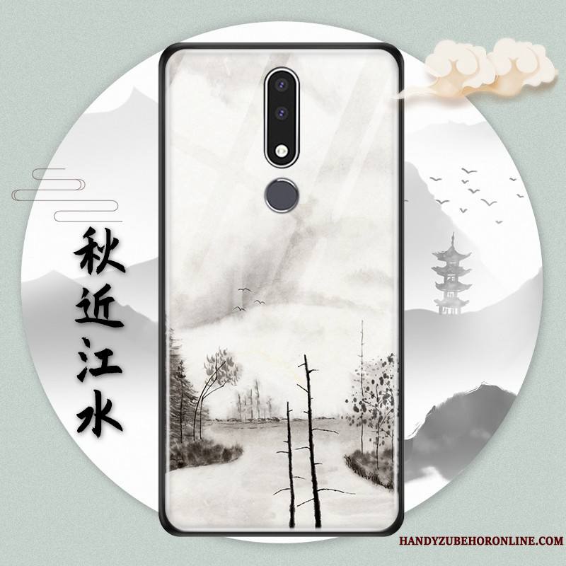 Nokia 3.1 Plus Style Chinois Coque Verre Protection Étui De Téléphone Vent