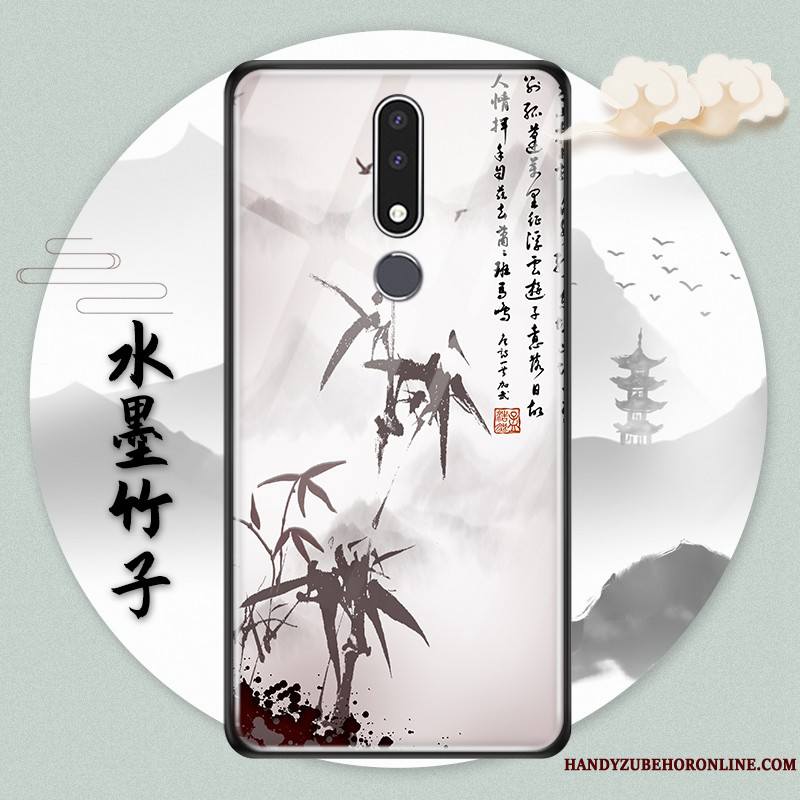 Nokia 3.1 Plus Style Chinois Coque Verre Protection Étui De Téléphone Vent