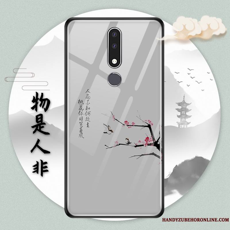 Nokia 3.1 Plus Style Chinois Coque Verre Protection Étui De Téléphone Vent