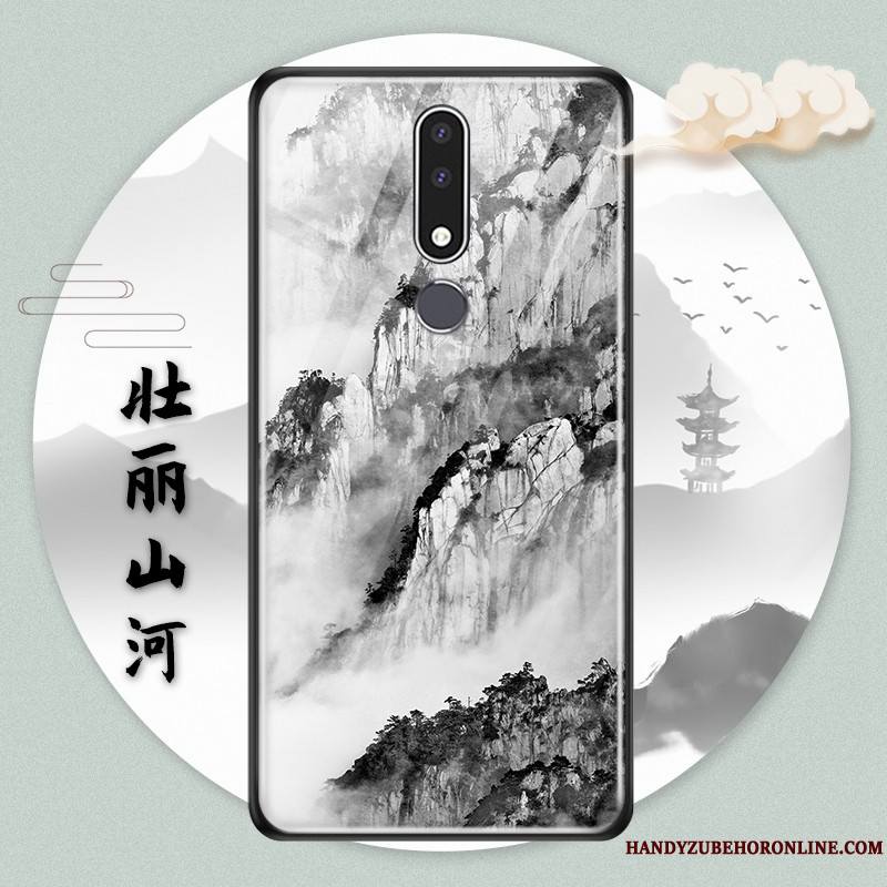 Nokia 3.1 Plus Style Chinois Coque Verre Protection Étui De Téléphone Vent