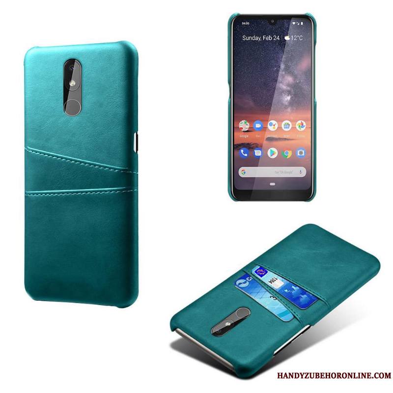 Nokia 3.2 Modèle Fleurie Téléphone Portable Portefeuille Étui En Cuir Coque De Téléphone Protection Vert