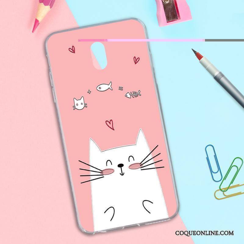 Nokia 3 Coque Charmant Gaufrage Incassable Lapin Rose Fluide Doux Silicone