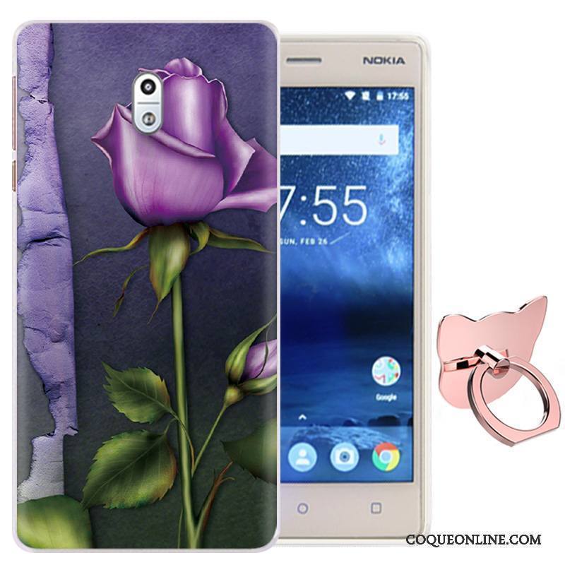 Nokia 3 Coque De Téléphone Téléphone Portable Rose Une Agrafe Étui Anneau Fluide Doux